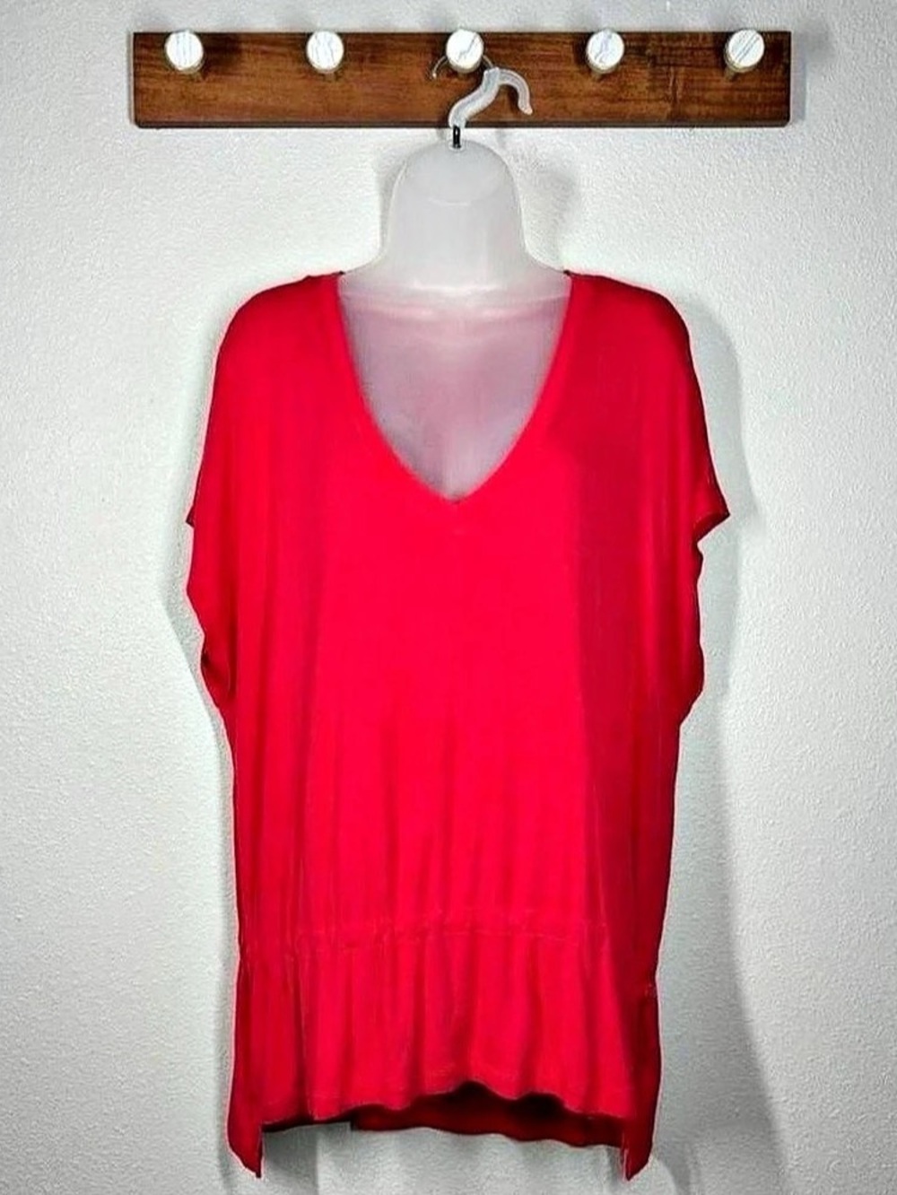 Cabi Red Short Sleeve T Shirt With Drawstring Size Large